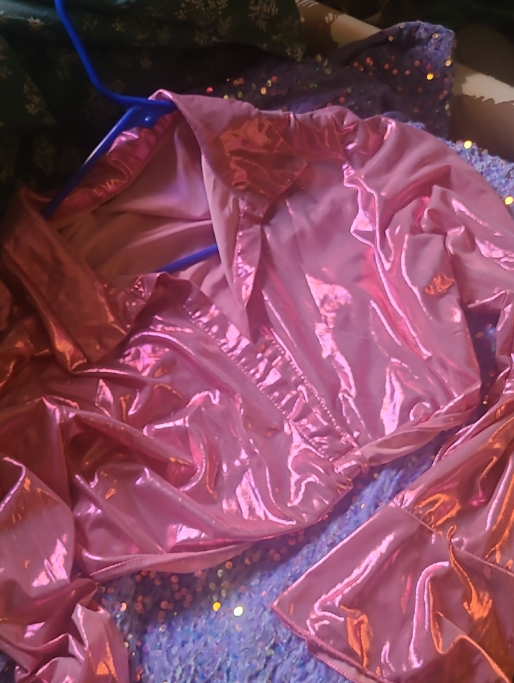 Shiny Pink Metallic Disco Top With Modisty Pin For Less Chest If You Need